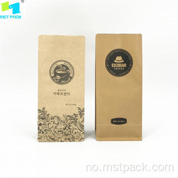 Kraft Paper Coffee Packaging Bag med ventil